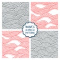Vector illustration with abstract waves or dunes. Collection of geometric ornaments. Royalty Free Stock Photo